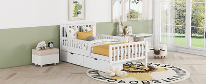 Platform bed with guardrails on both sides and two storage drawers in white HouseOfZazla on Tampa Home & Garden Store