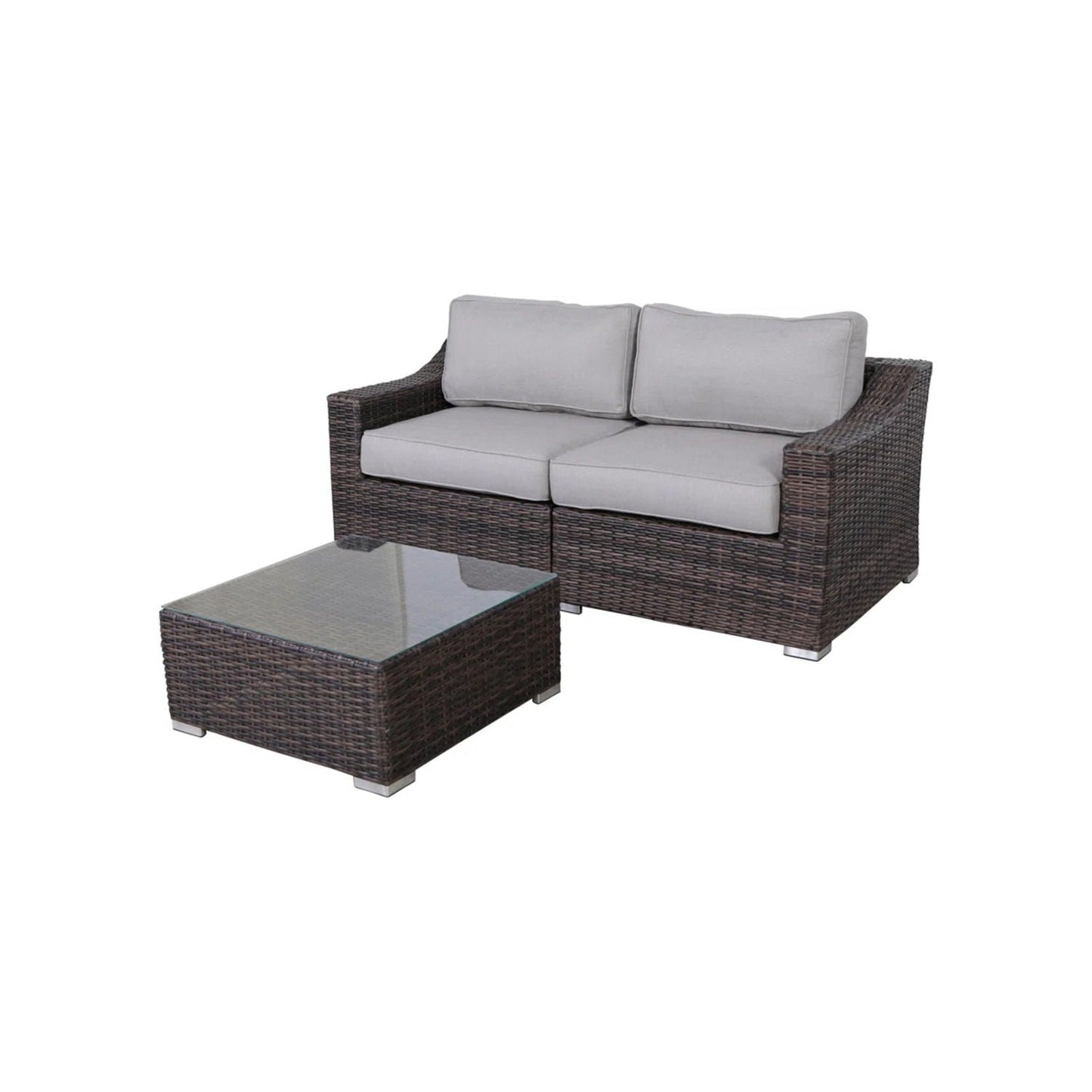 Outdoor Wicker Set With Glass Table And Cushions