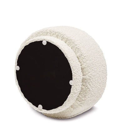Fuji Mushroom Footstool Ottoman in cream boucle with black underside and white nailhead accents on Tampa Home & Garden Store