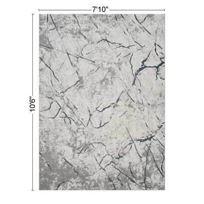 Geometric 3D Area Rug in ivory and gray with marble crack pattern on Tampa Home & Garden Store