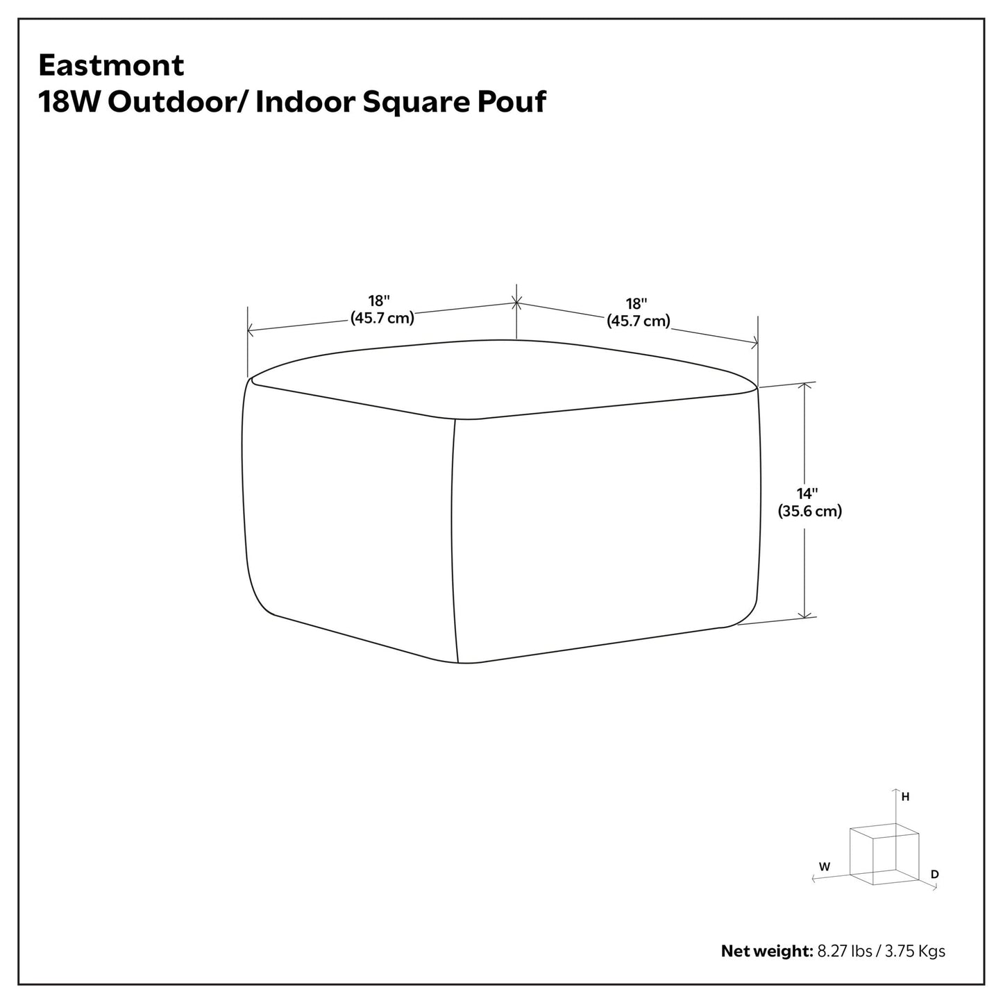 Eastmont Soft Cream Indoor and Outdoor Pouf