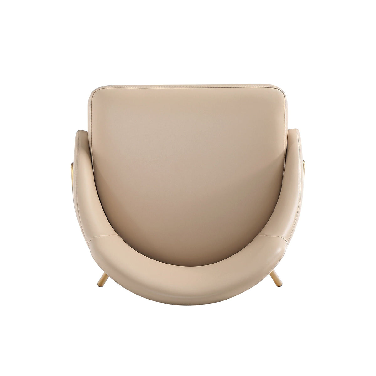 Upholstered dining chair beige with curved back and arms, light wood legs on Tampa Home & Garden Store