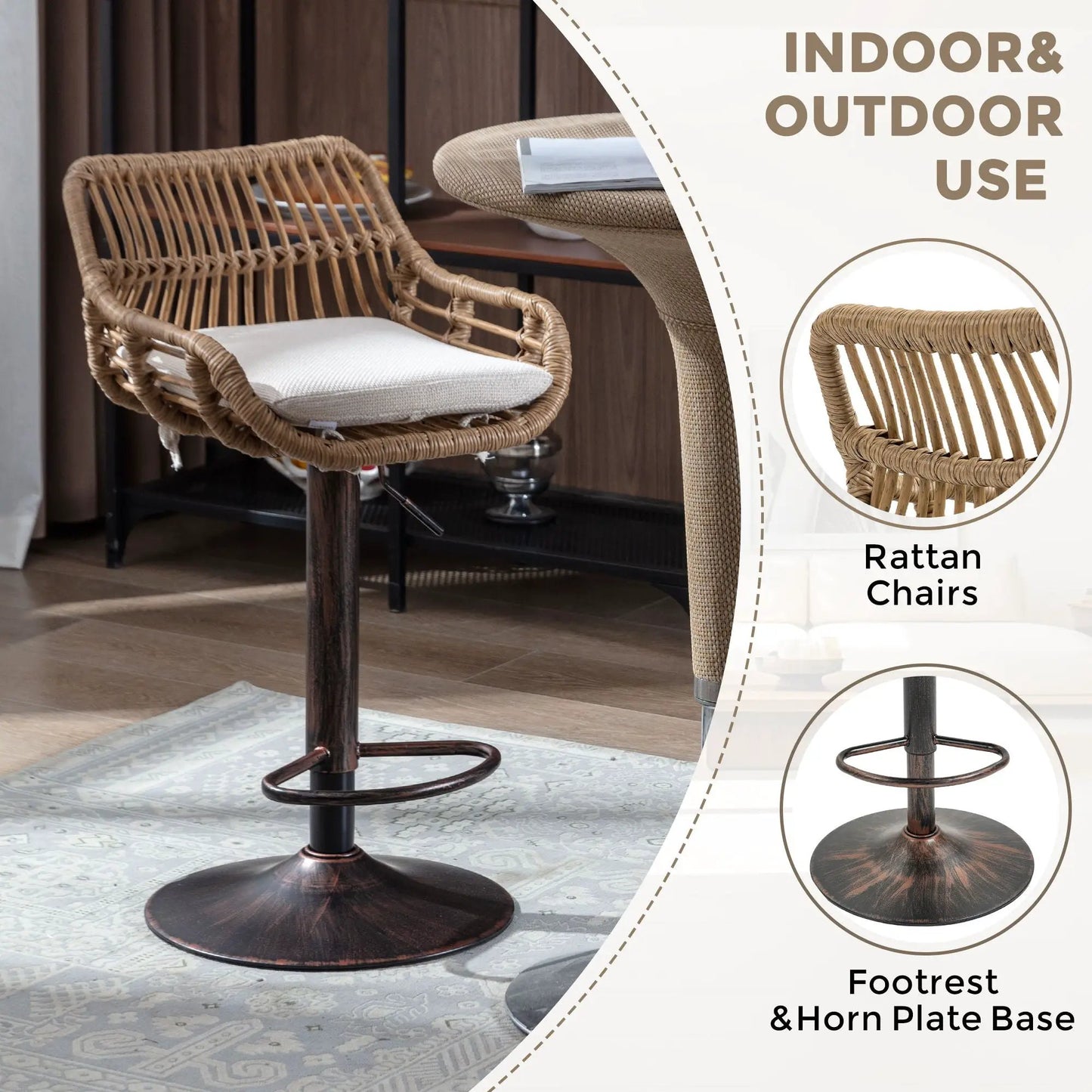 Modern Swivel Bar Stools with Footrest Set of 2