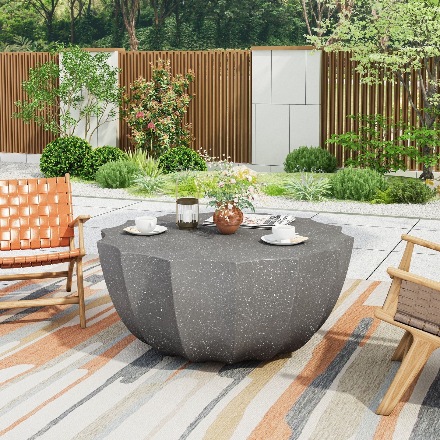 Modern Round Coffee Table for Patio or Deck