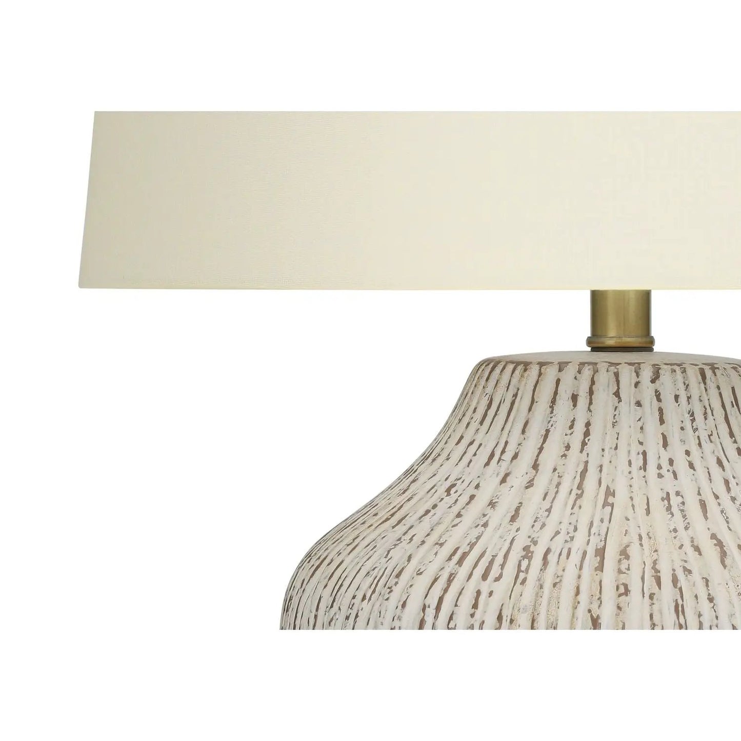 Table lamp ceramic cream ribbed base with brass neck and cream shade Unique Piece Furniture on Tampa Home & Garden Store