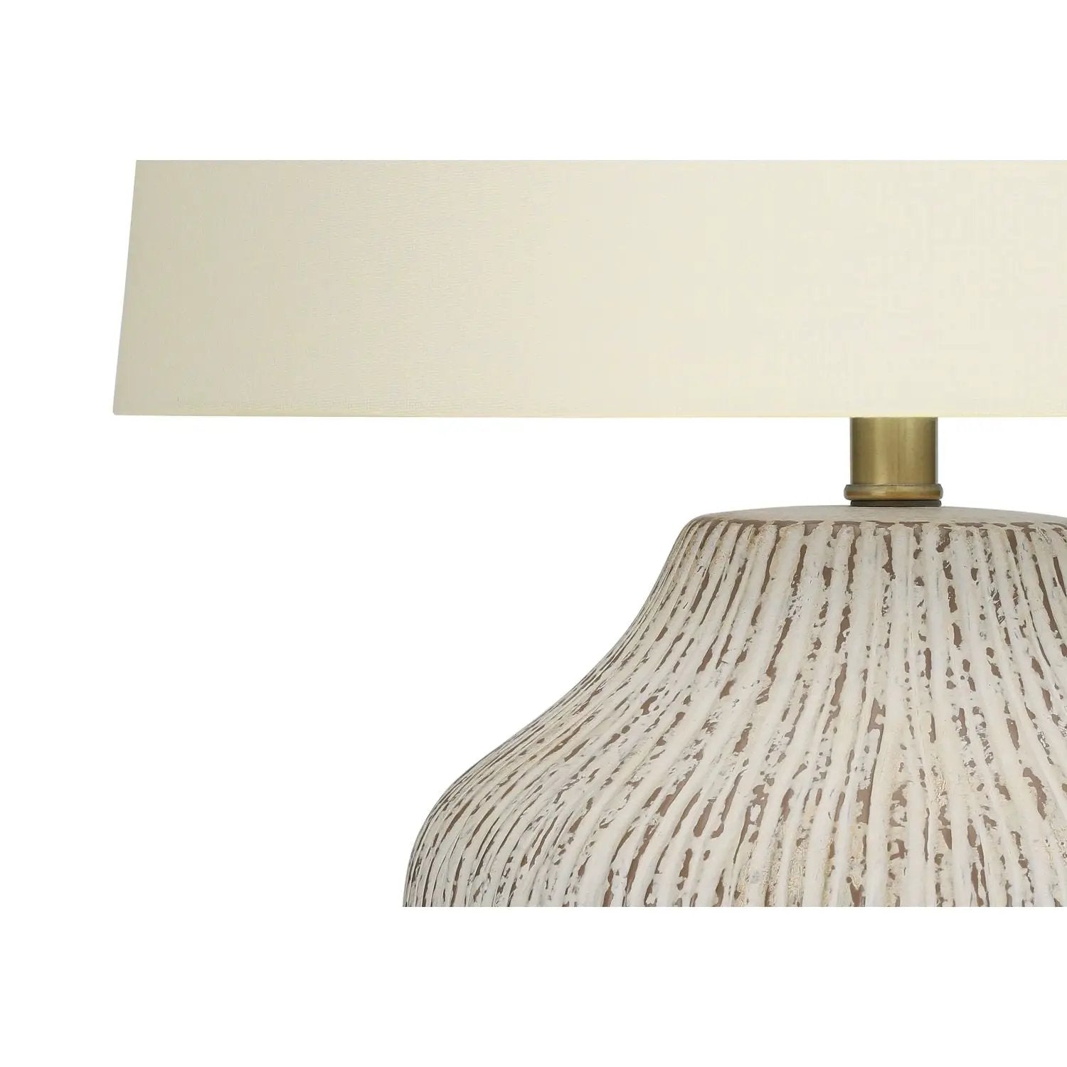 Table lamp ceramic cream ribbed base with brass neck and cream shade Unique Piece Furniture on Tampa Home & Garden Store