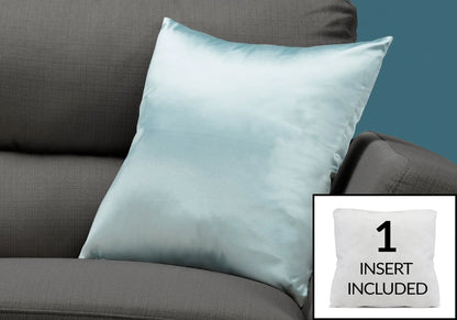 Square throw pillow pale blue satin with included insert, hypoallergenic, Unique Piece Furniture on Tampa Home & Garden Store