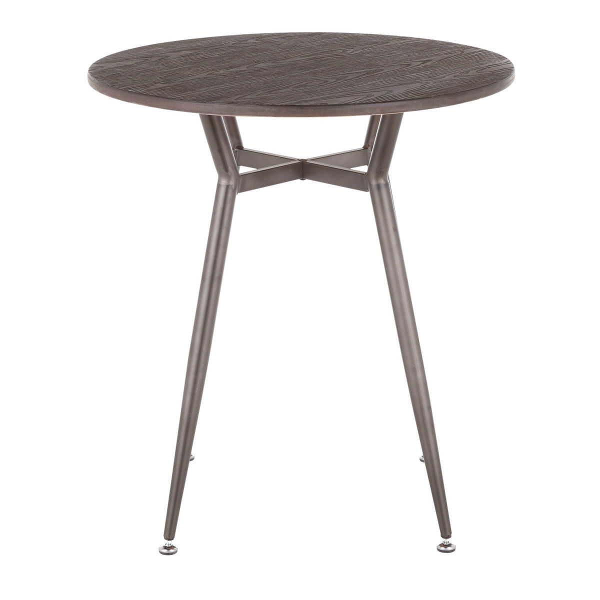 Industrial round dinette table with durable metal legs in dark brown wood finish on Tampa Home & Garden Store