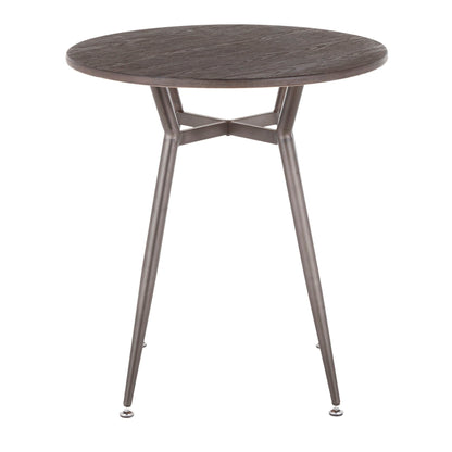 Industrial round dinette table with durable metal legs in dark brown wood finish on Tampa Home & Garden Store