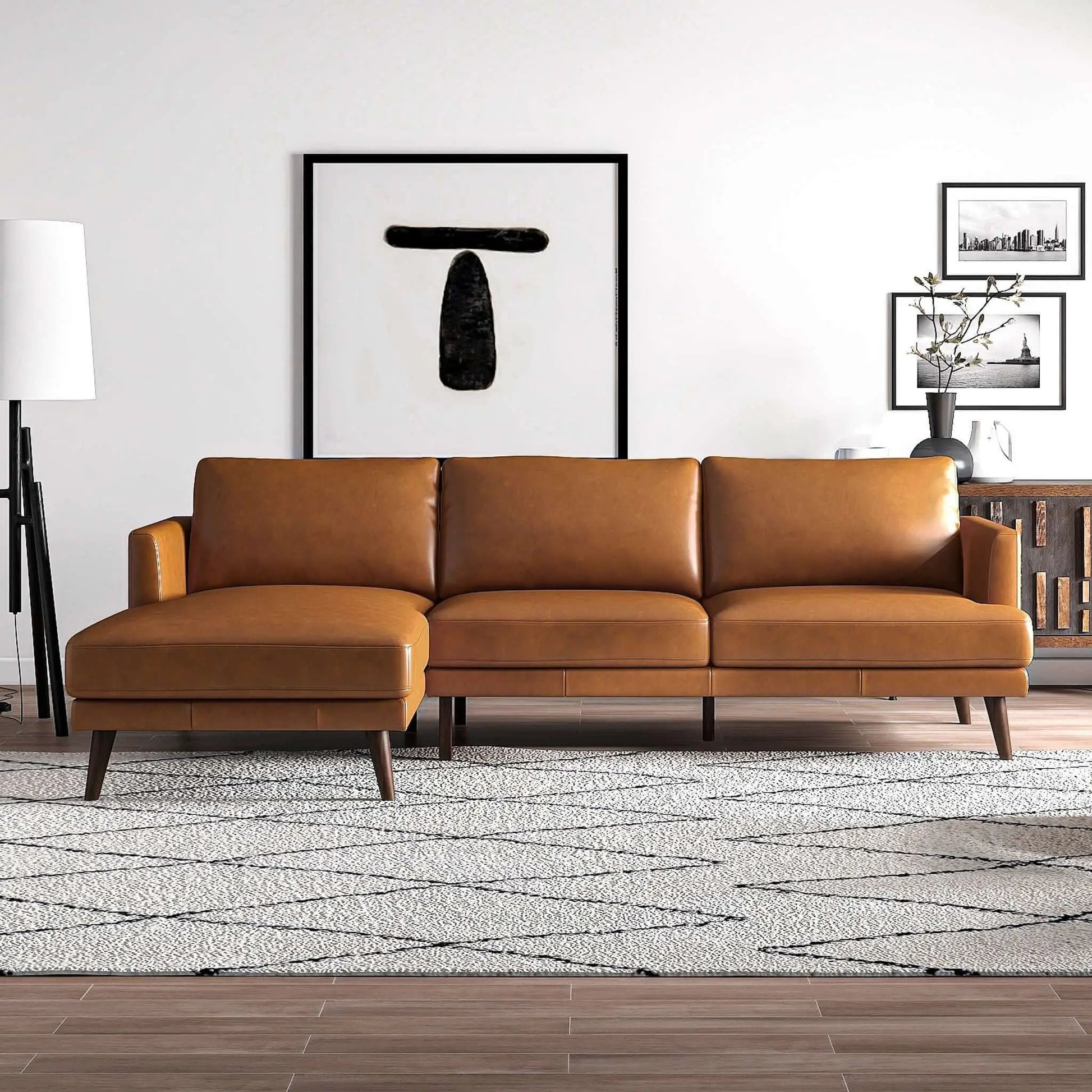 Lore L-Shaped Sectional in brown leather with chaise by Unique Piece Furniture on Tampa Home & Garden Store