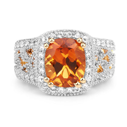 Bids.com Ring 3.71ct Citrine and White Topaz in .925 Sterling Silver with yellow-gold prongs on Tampa Home & Garden Store