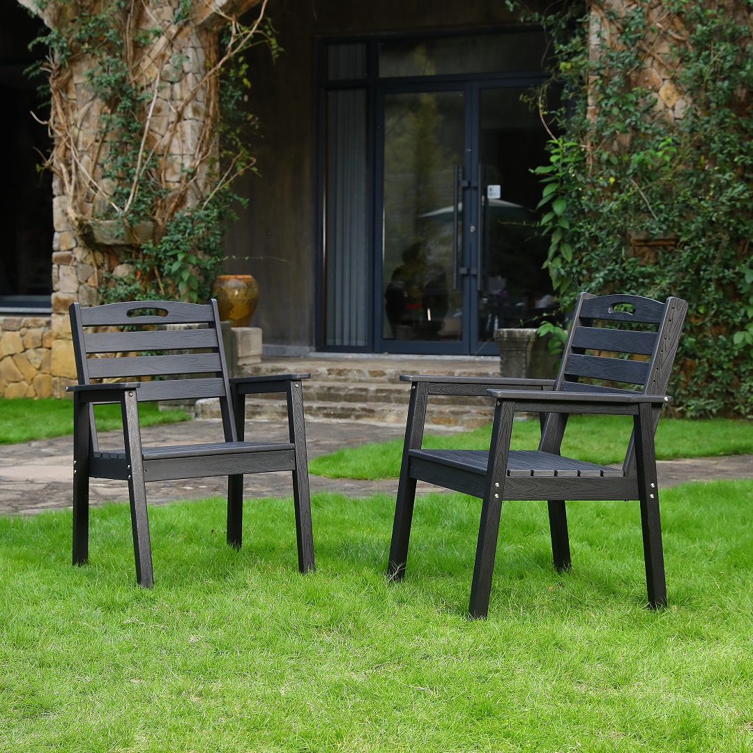 HDPE outdoor terrace dining chairs set of 2 in black by HouseOfZazla outdoor furniture on Tampa Home & Garden Store