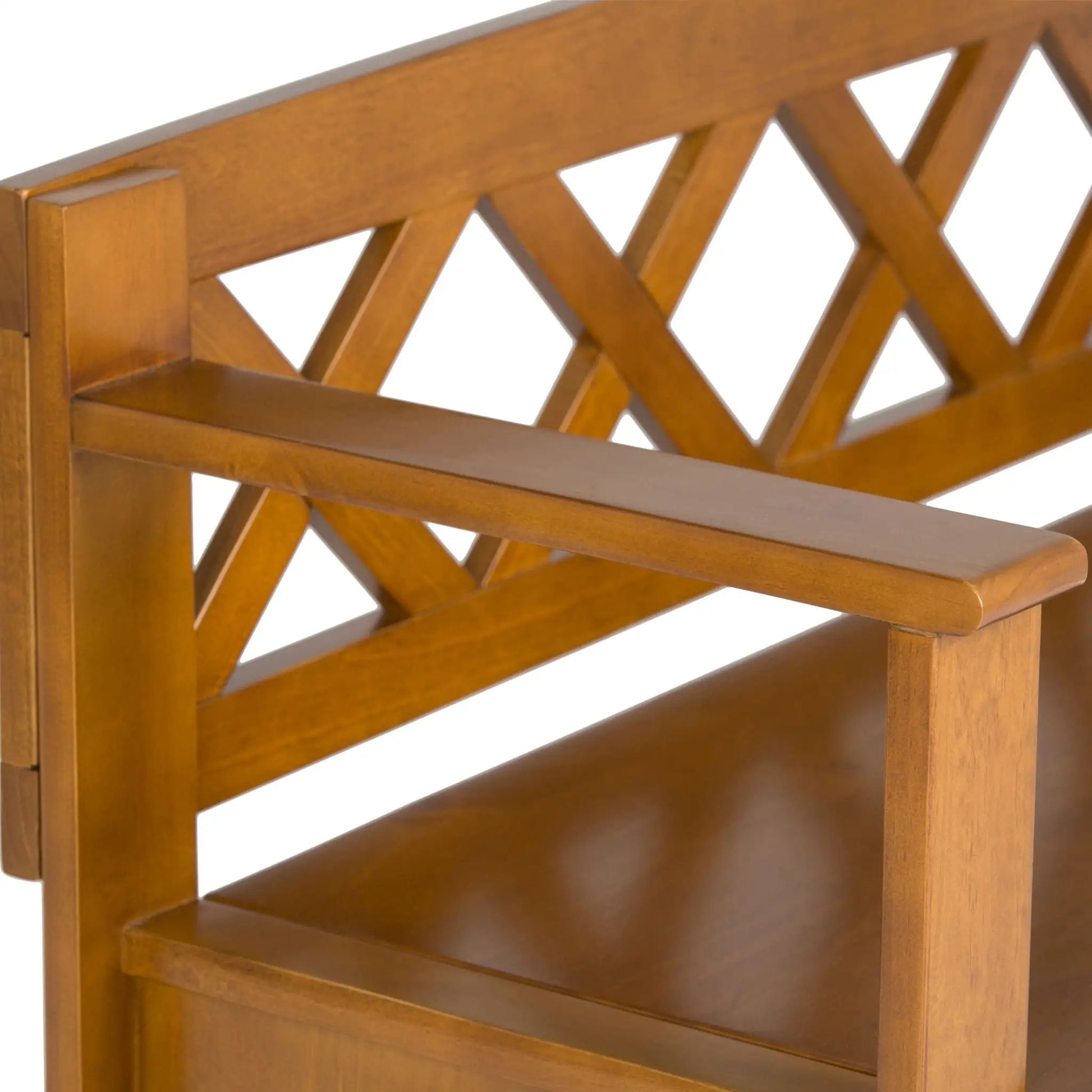 Amherst Handcrafted Entryway Storage Bench warm oak with lattice back by Unique Piece on Tampa Home & Garden Store