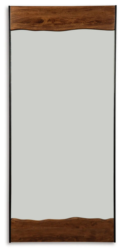 Panchali floor mirror brown wood top/bottom trim with black sides Unique Piece Furniture on Tampa Home & Garden Store