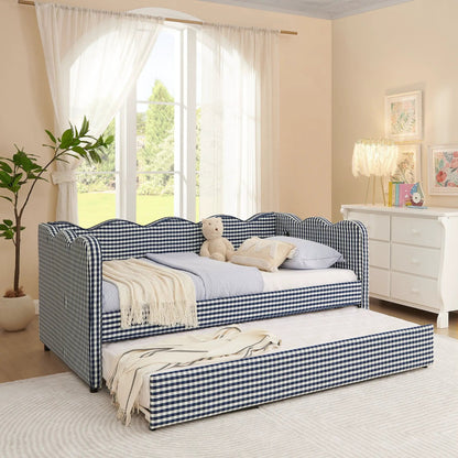 Gingham Daybed With USB Port and Wave Design