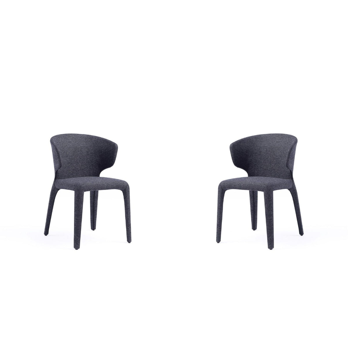 Conrad Dining Chair Set of 2, charcoal fabric upholstery with curved back and metal legs on Tampa Home & Garden Store