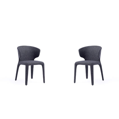 Conrad Dining Chair Set of 2, charcoal fabric upholstery with curved back and metal legs on Tampa Home & Garden Store