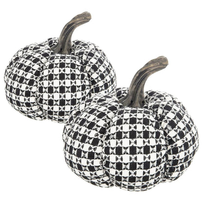 Plaid pumpkin decor sculpture by Unique Piece Furniture check pattern with curved stems on Tampa Home & Garden Store
