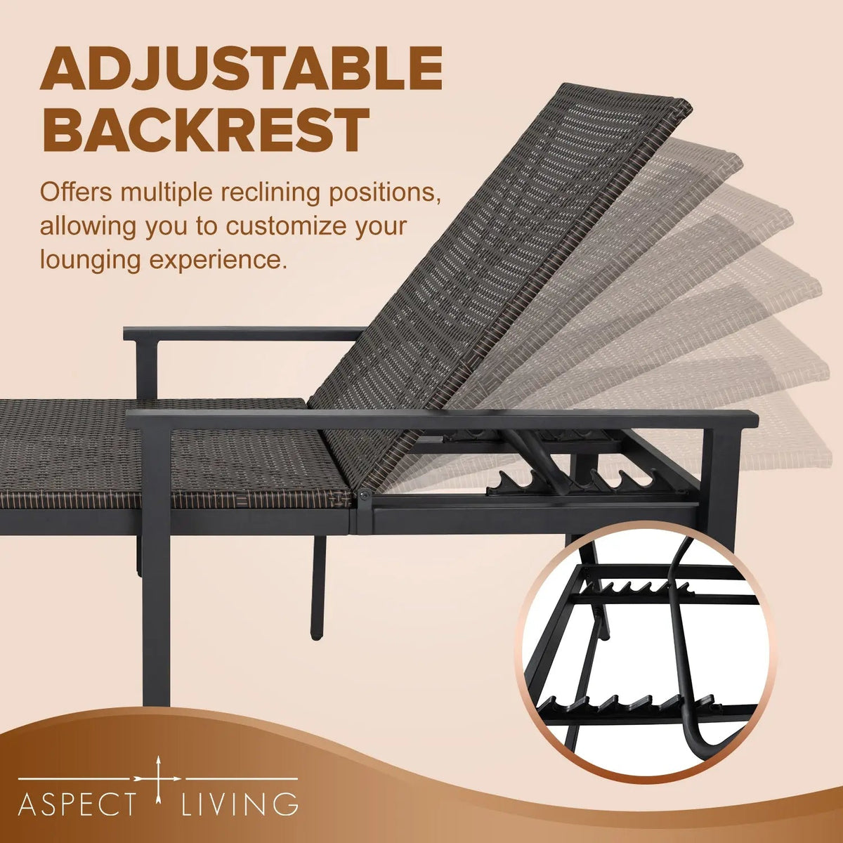 65465 Biscayne Wicker Chaise Set with adjustable backrest steel frame set of 2 on Tampa Home & Garden Store
