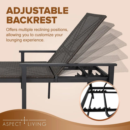 65465 Biscayne Wicker Chaise Set with adjustable backrest steel frame set of 2 on Tampa Home & Garden Store
