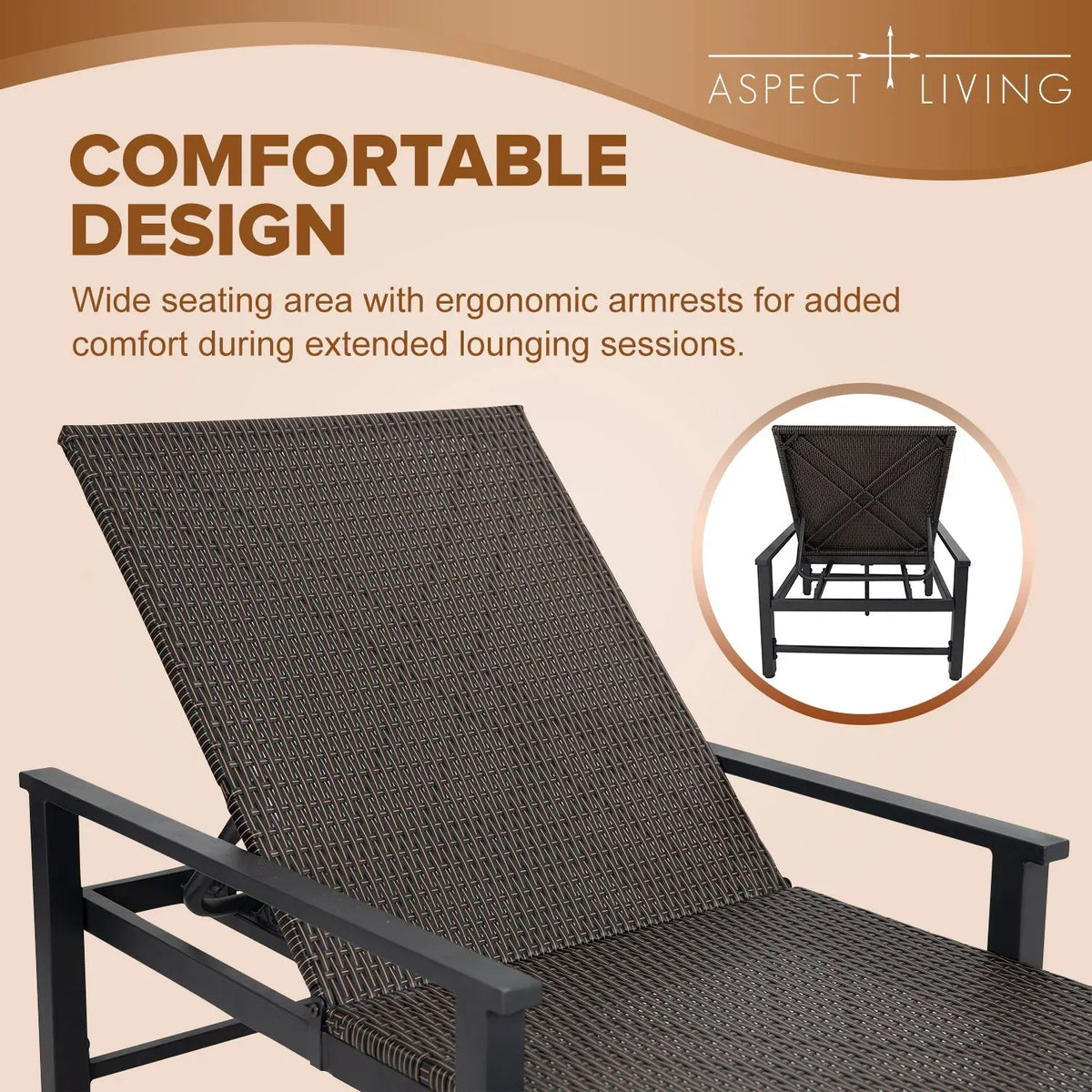 65465 Biscayne wicker chaise set, all-weather steel frame, 2 sunloungers Fire Sense on Tampa Home & Garden Store