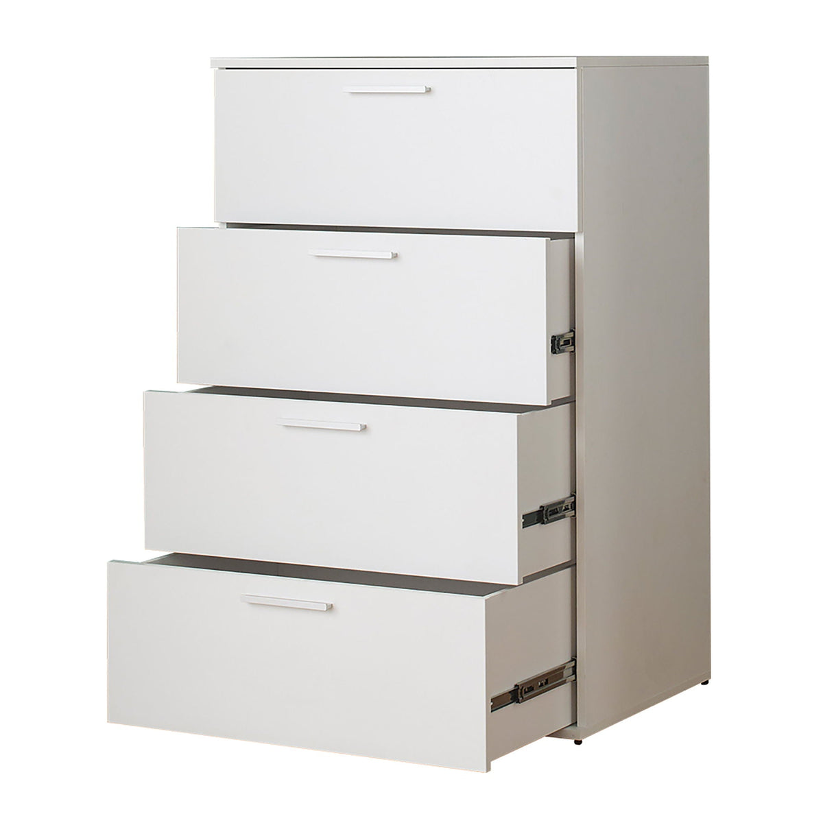 Oliver Farmhouse Jumbo Chest with 4 white drawers and slim bar handles, gray side panels on Tampa Home & Garden Store