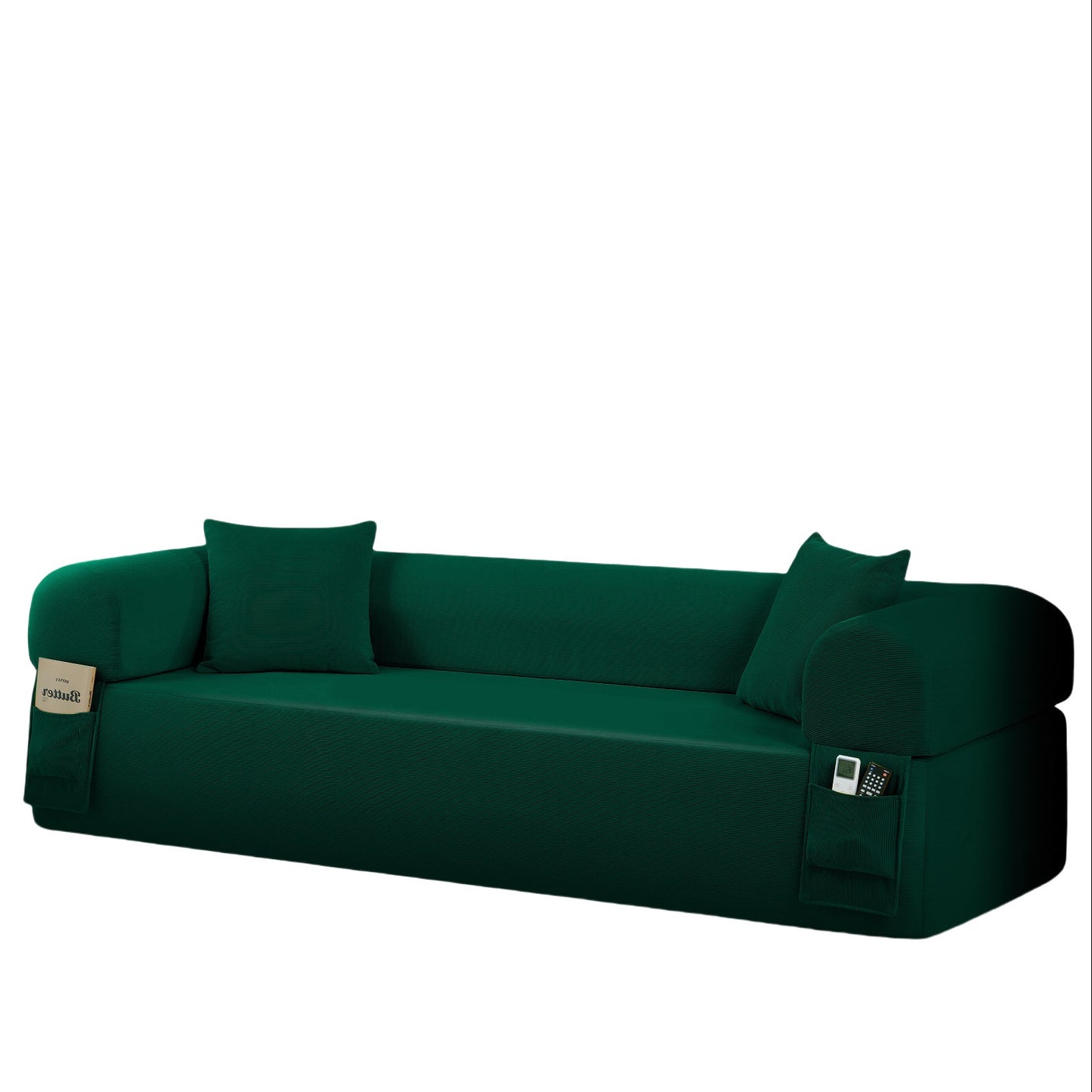 Spring sofa in green by HouseOfZazla with quality fabric, plush cushions and pockets on Tampa Home & Garden Store