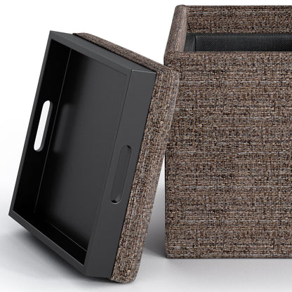 Rockwood Upholstered Cube Ottoman with Tray