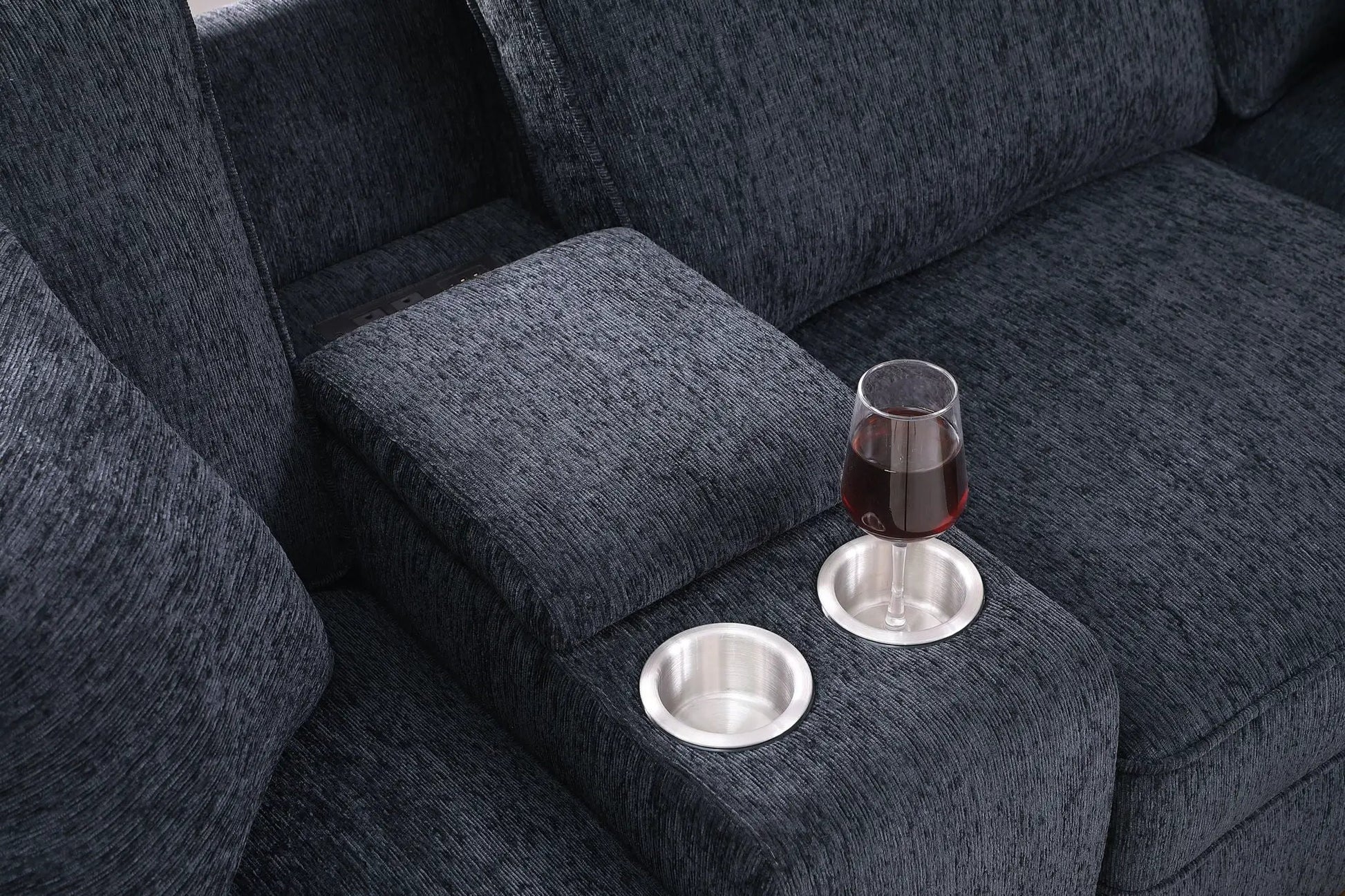 Gina sectional sofa with ottoman in black fabric, 2pc living room set by Unique Piece Furniture on Tampa Home & Garden Store