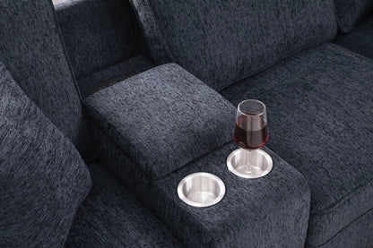 Gina sectional sofa with ottoman in black fabric, 2pc living room set by Unique Piece Furniture on Tampa Home & Garden Store
