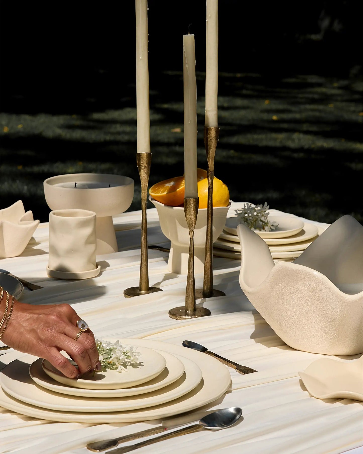 Kodo 4 Piece Place Setting plates by dumæ in cream ivory dinnerware set on Tampa Home & Garden Store