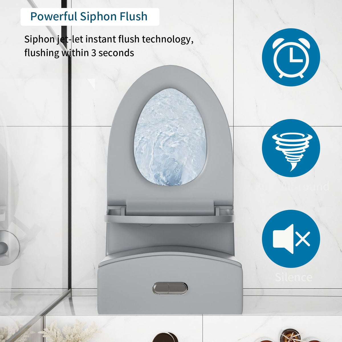 1-piece gray ADA-height toilet with dual tornado flush by HouseOfZazla on Tampa Home & Garden Store