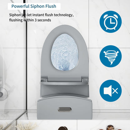 1-piece gray ADA-height toilet with dual tornado flush by HouseOfZazla on Tampa Home & Garden Store