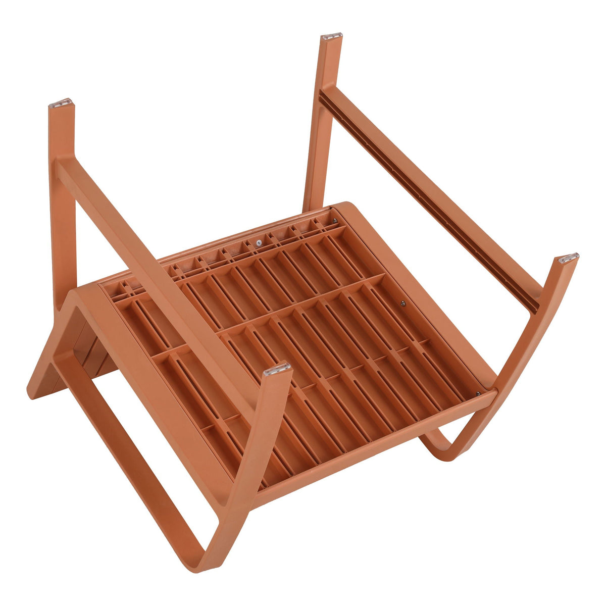 Orange metal two-piece outdoor patio set frame with slatted shelf on Tampa Home & Garden Store