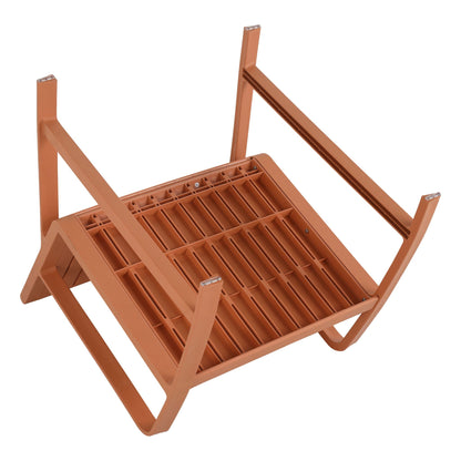 Orange metal two-piece outdoor patio set frame with slatted shelf on Tampa Home & Garden Store