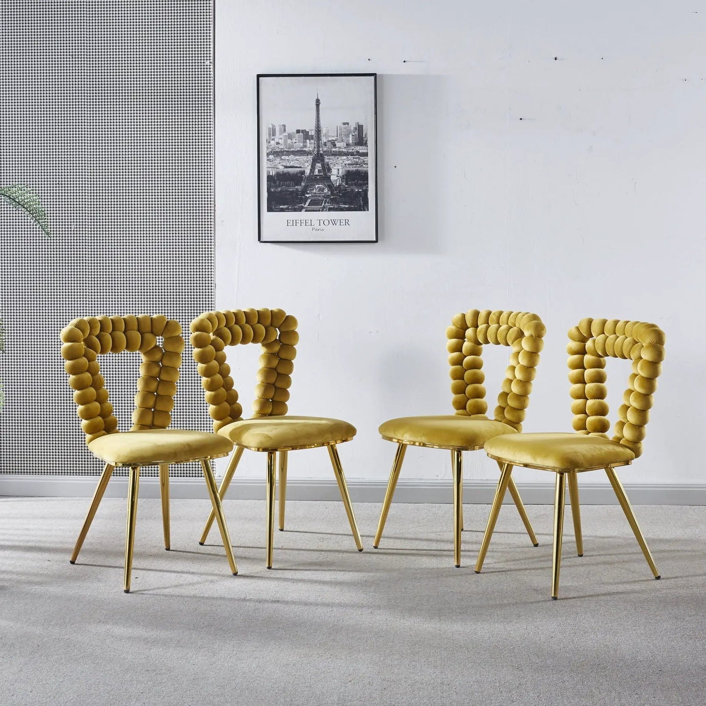 Modern Chair With Iron Tube Legs and Cushions