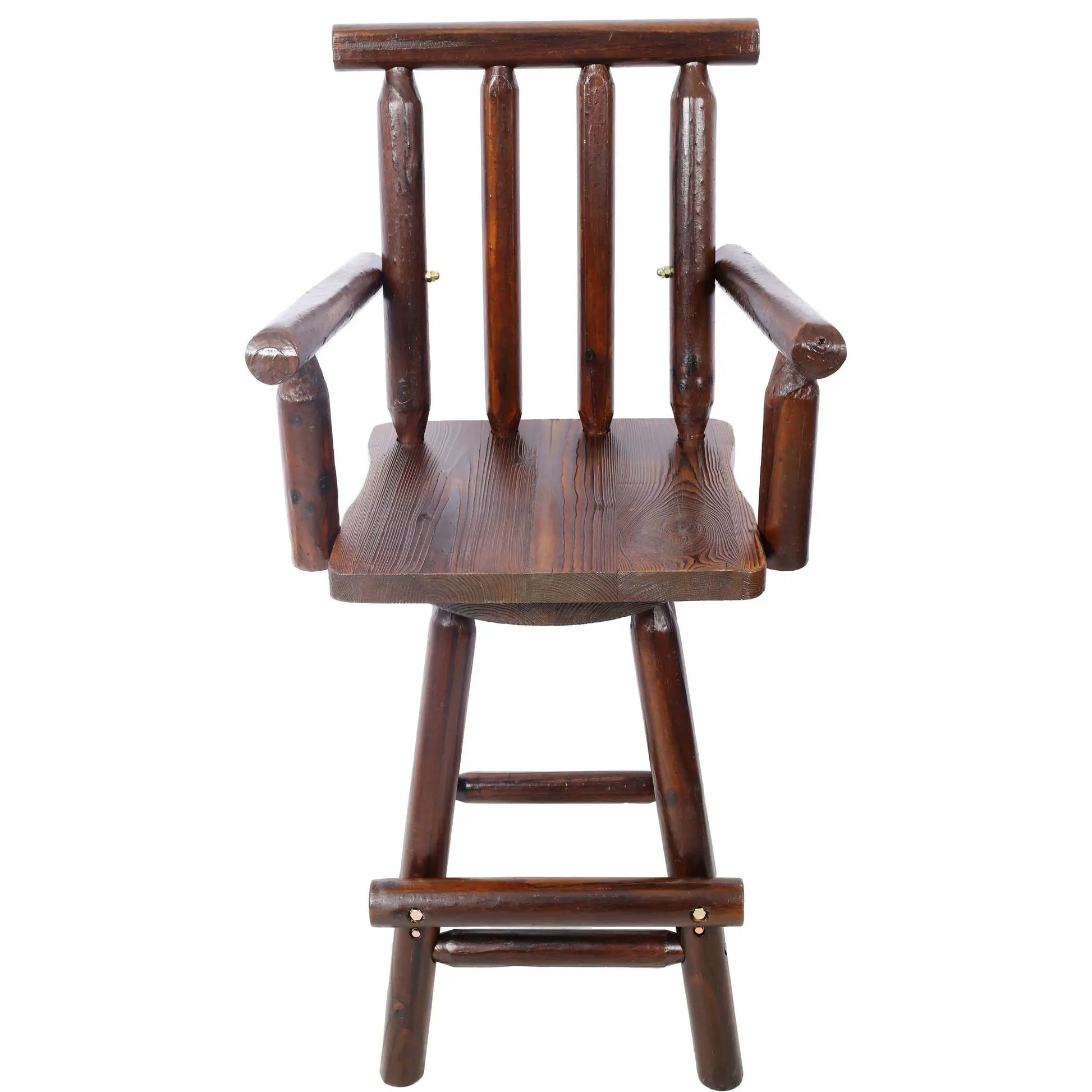 Rustic Fir Wood Bar Stool with wide armrests, bar height 28-30in, Unique Piece Furniture on Tampa Home & Garden Store