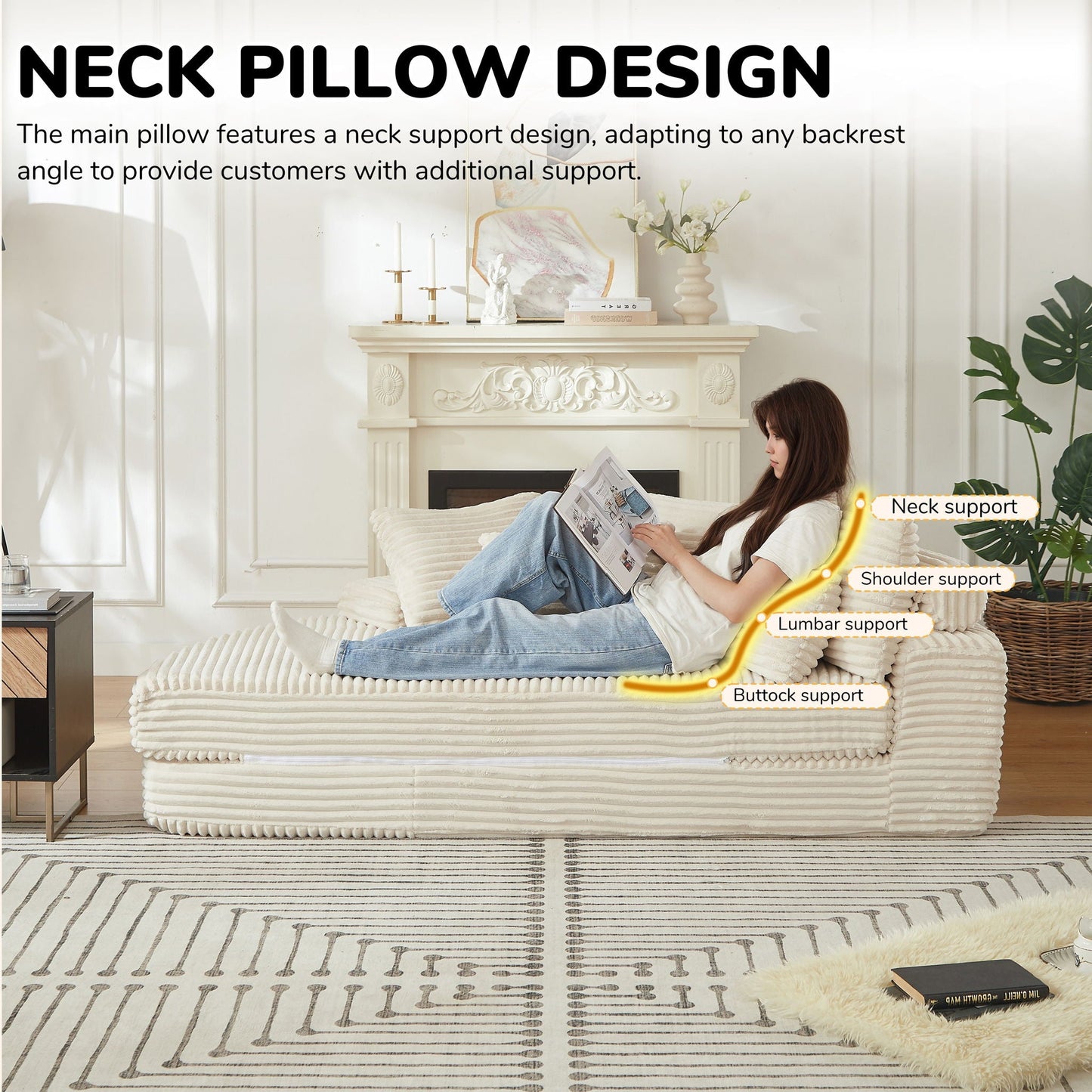 Semi Circular 2 in 1 Sofa Bed with Neck Pillow