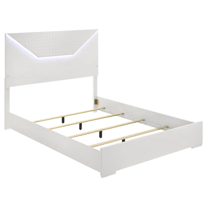 Pierce 4 Piece Bedroom Set bed frame with LED lighting, white finish, HouseOfZazla on Tampa Home & Garden Store