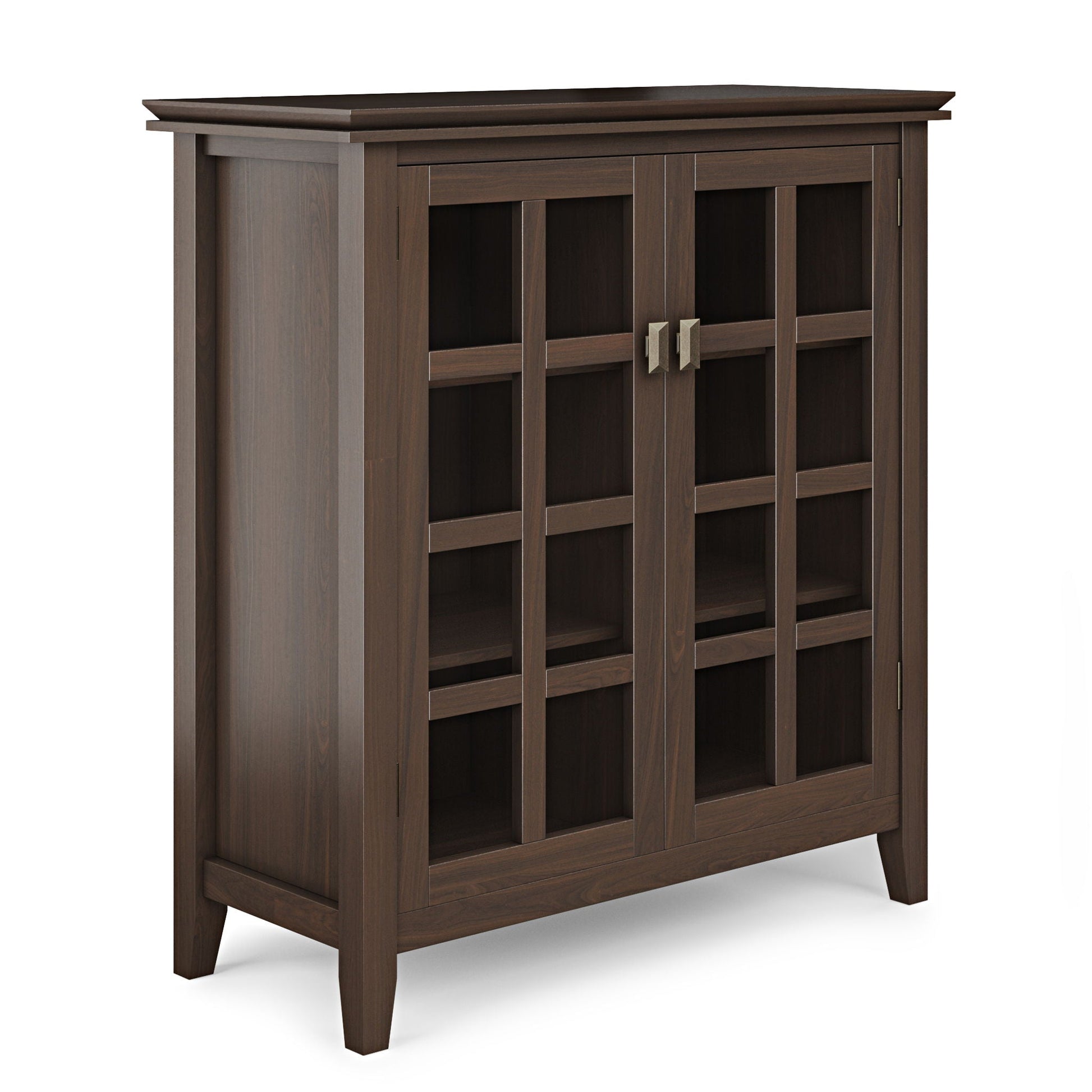Artisan Handcrafted Medium Storage Cabinet in dark wood with grid-pane doors HouseOfZazla on Tampa Home & Garden Store