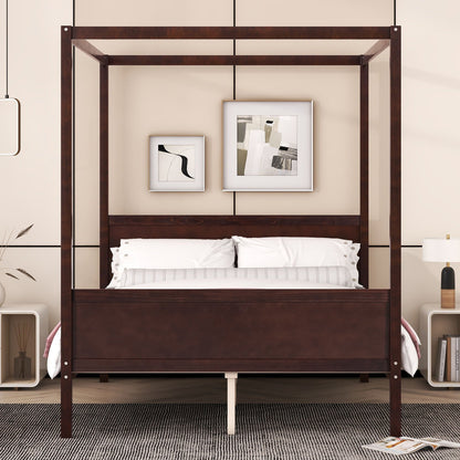 Modern Canopy Platform Bed and Wooden Headboard