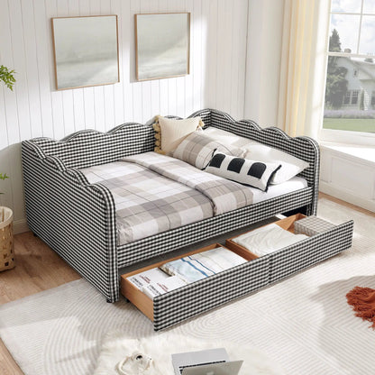 Gingham Daybed With USB Port and Wave Design
