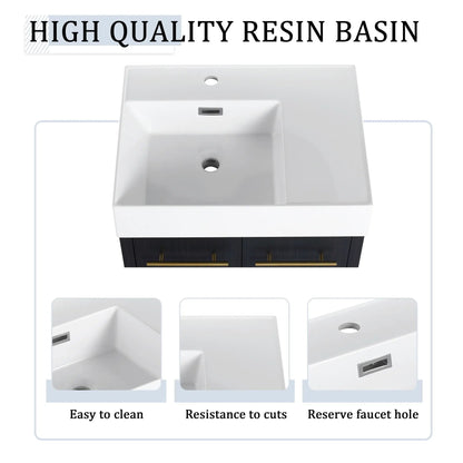 Modern Wall Mounted Vanity with Resin Sink Rack