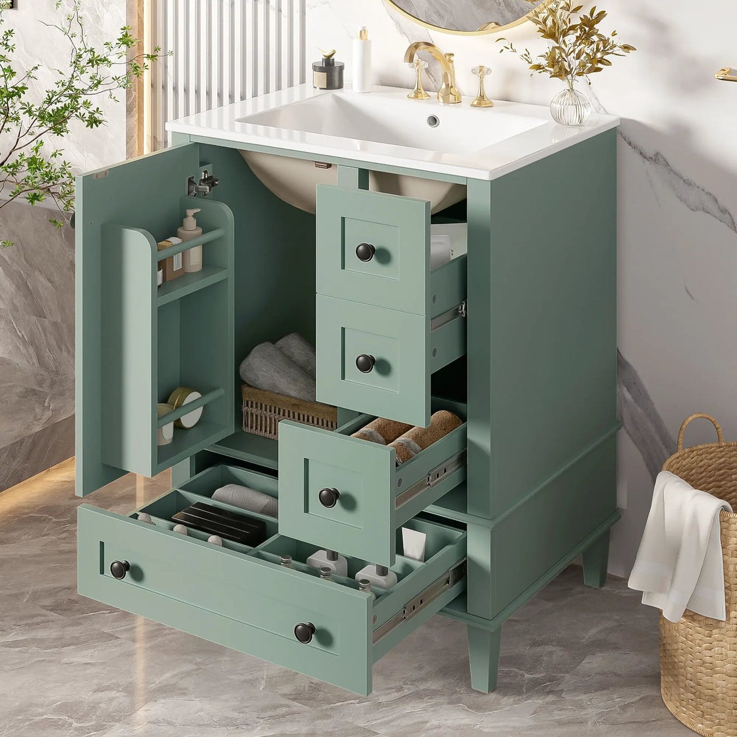 Bathroom Vanity With Basin and Soft Close Drawers