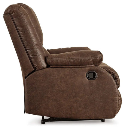 Bladewood recliner by Unique Piece Furniture in brown leather with plush cushions and side lever on Tampa Home & Garden Store