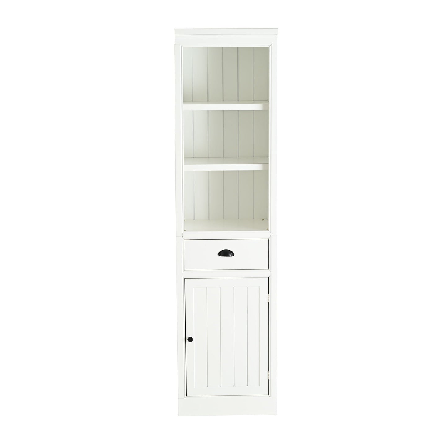 Retro White Tall Display Shelf and Cabinet