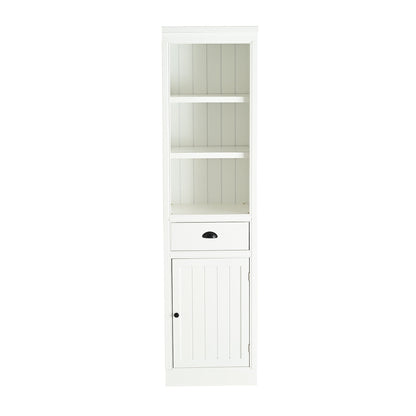 Retro White Tall Display Shelf and Cabinet