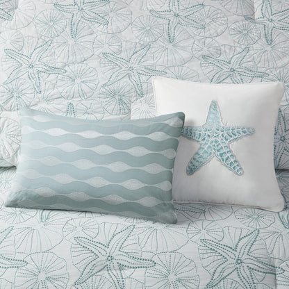 Comforter Set White King in teal sea star pattern with coordinated pillows HouseOfZazla on Tampa Home & Garden Store