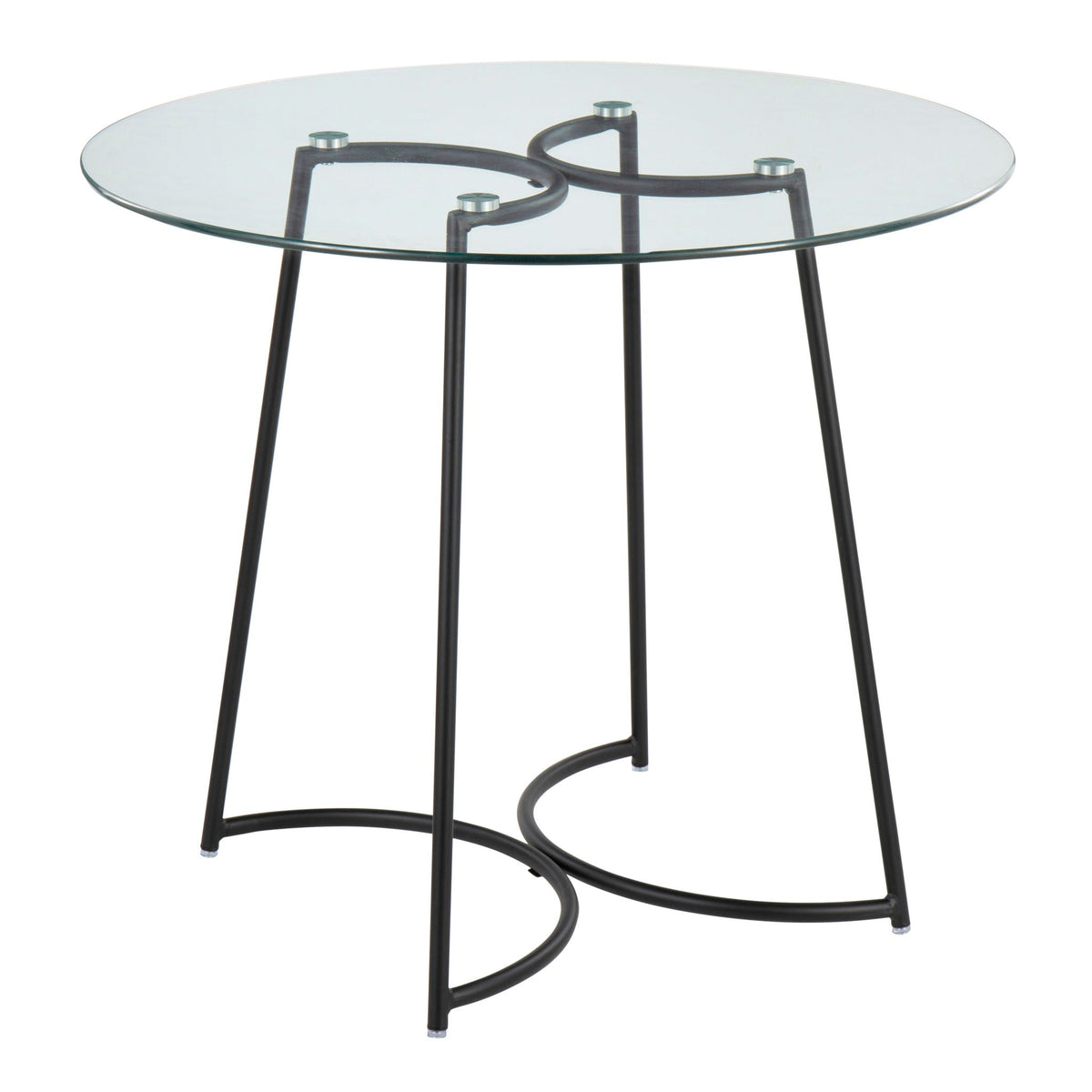 Cece Contemporary Glass Dinette Table with black metal frame round clear top on Tampa Home & Garden Store