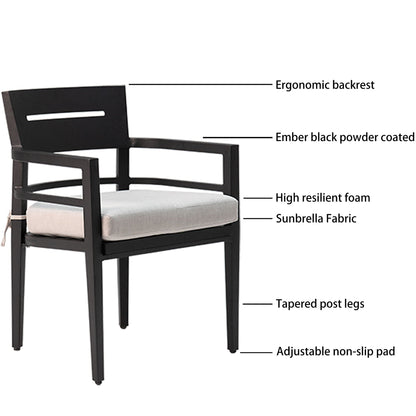 Aluminum Outdoor Dining Table and Cushioned Set